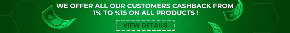 We offer all our customers cashback from 1% to 15% on all products!